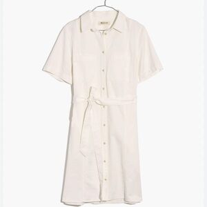 Madewell Denim Seamed Courier Tie Waist Shirtdress